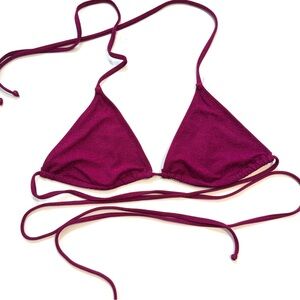 Miesis Swimwear Jenna Mimi Bikini Top Metallic Shimmer Glitter Berry Pink Large